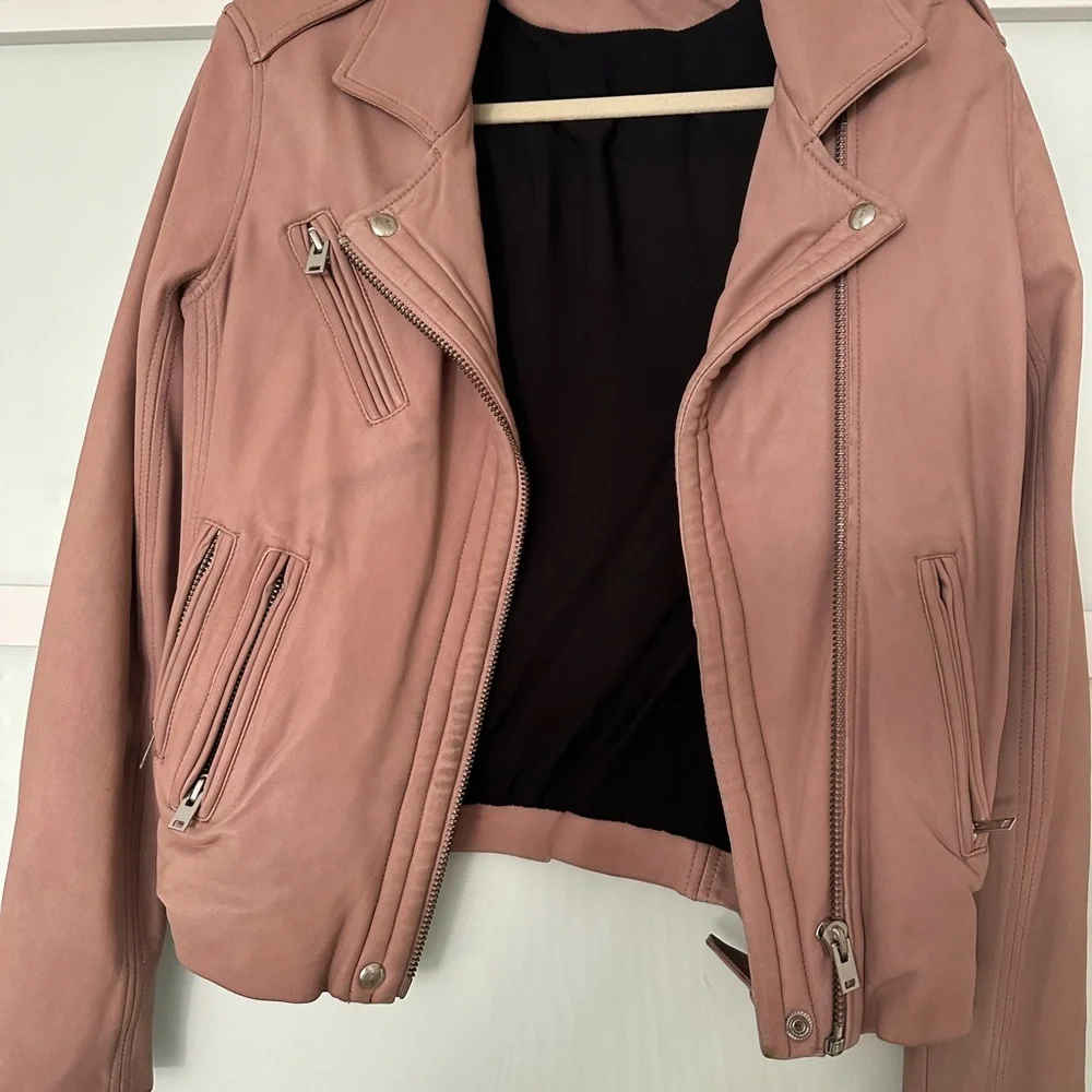 IRO DUSTY PINK MOTORCYCLE LEATHER JACKET-SIZE 40-UNWORN- RETAIL $1250.